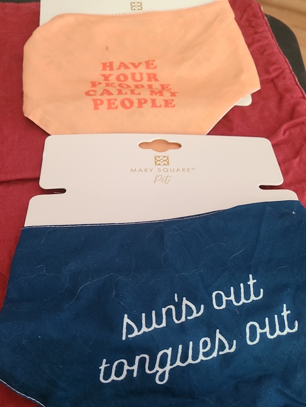 Mary Square Pet Bandana Set - Peach & Navy Dog Bandanas